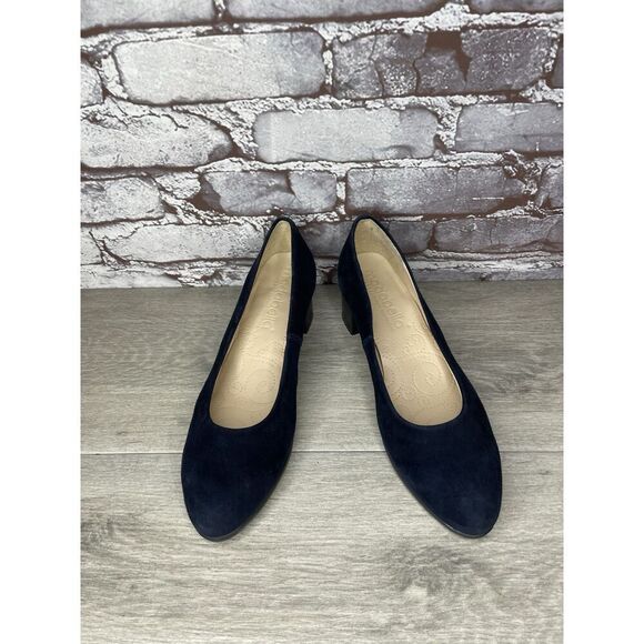 Modabella Navy Blue Suede Leather Round Toe Dress Heels Women’s Sz 38EU/7.5M US - Picture 2 of 16